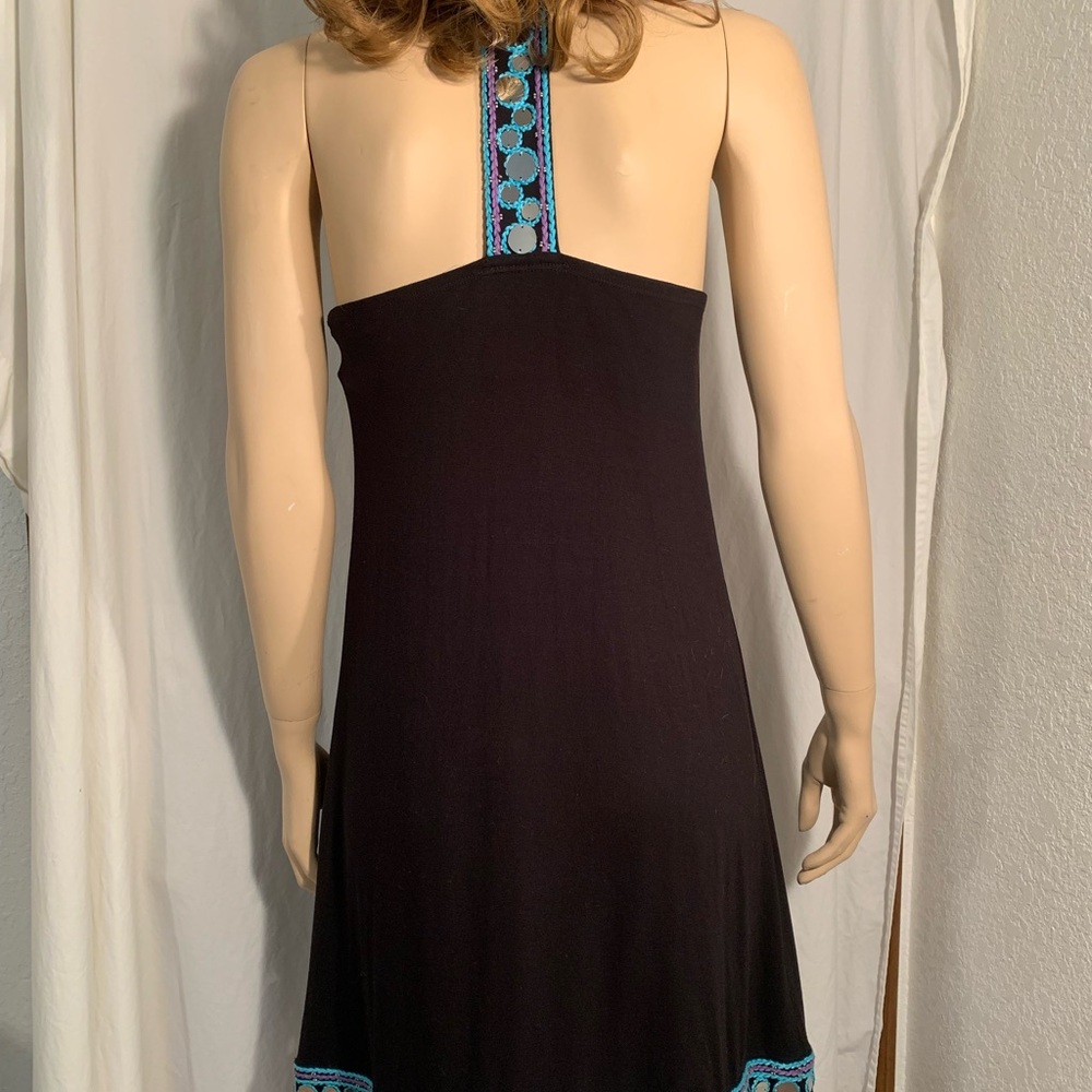 WOMENS MEDIUM SLEEVELESS MIRRORED COLLAR & HEM STRETCH DRESS - Picture 4 of 8